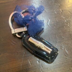 LONGCHAMP BLACK PATENT LEATHER ROUSEAU EQUESTRIAN LUX Keychain RARE
